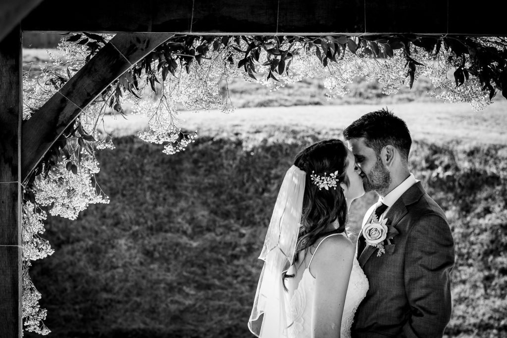 couple portrait at sandy cove wedding