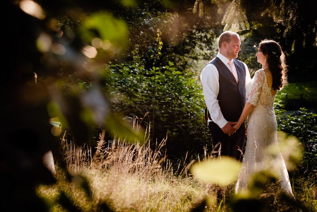 sunlit photo of bride and groom - deers leap wedding photographer